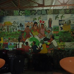 The mural in the dining room depicts Darien life and its community